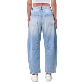 GREAIDEA Mid Rise Barrel Jeans for Women Wide Leg Mid Waist Cropped Denim Pants Y2k Baggy Boyfriend ...