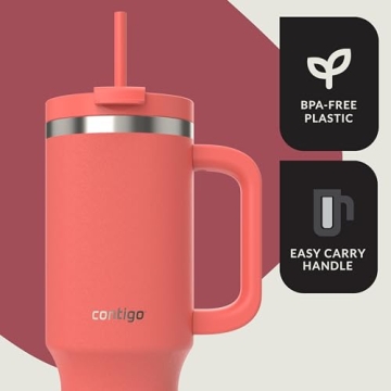 Contigo 40oz Tumbler, Insulated & Leak-Proof, Coral