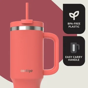 Contigo 40oz Tumbler, Insulated & Leak-Proof, Coral