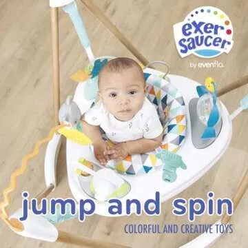Evenflo Exersaucer Woodland Wonder Baby Activity Center - 13+ Colorful Activities with Full 360-Degree Spin and Enhanced Springs for Bouncing Fun