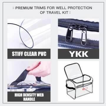 Rough Enough Clear Makeup Toiletry Bag Cosmetic Organizer Large Medicine Pouch with Zipper for Women Travel Accessories Essentials Pouch Toiletries Airport