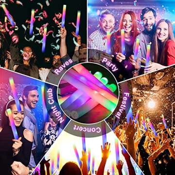 30 PCS LED Light Up Foam Sticks Party Favors Glow Sticks with 3 Modes for Glow Parties, Weddings, Raves, Concert, Halloween,Christmas