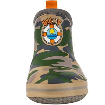 Buoy Boots Camo Rain Boots, Toddlers Size 2, Waterproof Rubber Ankle Boots for Girls and Boys, Comfo...