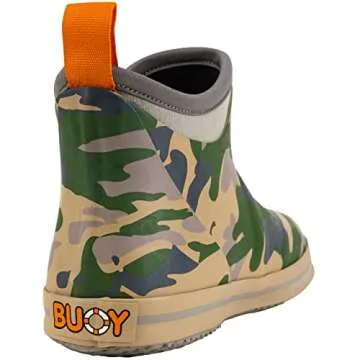 Buoy Boots Camo Rain Boots, Toddlers Size 2, Waterproof Rubber Ankle Boots for Girls and Boys, Comfortable Neoprene Insole