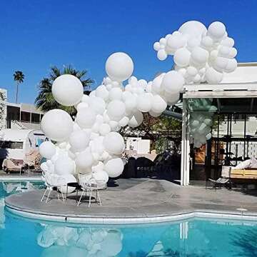 110Pcs White Balloons Different Sizes 18/12/10/5 Inch - Matte White Latex Balloon Garland Arch Kit f...