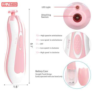 FANSIDI Baby Nail File Electric Nail Trimmer Safe Baby Nail Clippers Manicure Set with 10 Grinding H...