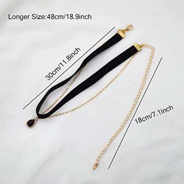 MOMOCAT Black Teardrop Velvet Choker Necklace for Women Layered Goth Tatoo Neck Chokers Black Chockers Gothic Chocker Victorian Aesthetic Vampire Necklaces