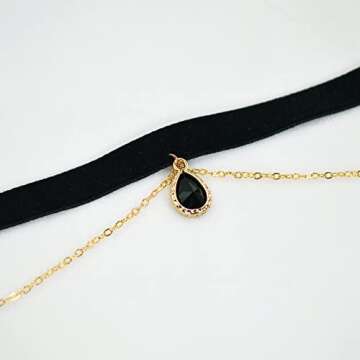 MOMOCAT Black Teardrop Velvet Choker Necklace for Women Layered Goth Tatoo Neck Chokers Black Chockers Gothic Chocker Victorian Aesthetic Vampire Necklaces