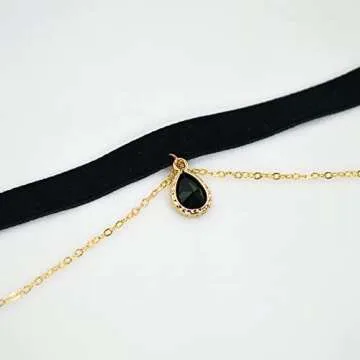 MOMOCAT Black Teardrop Velvet Choker Necklace for Women Layered Goth Tatoo Neck Chokers Black Chockers Gothic Chocker Victorian Aesthetic Vampire Necklaces