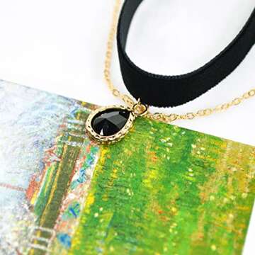 MOMOCAT Black Teardrop Velvet Choker Necklace for Women Layered Goth Tatoo Neck Chokers Black Chockers Gothic Chocker Victorian Aesthetic Vampire Necklaces