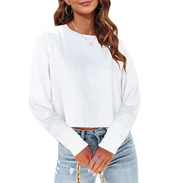 Tankaneo Women's Versatile Long Sleeve Crop Tops for Everyday Wear