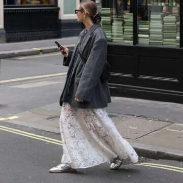 Naileksi Women Tiered Sheer Lace Maxi Skirt Elastic Waist High Rise Flowy A-Line Sexy See Through Long Skirt Clubwear White