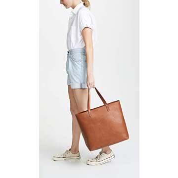 Madewell Women's The Zip-Top Transport Tote, English Saddle, Tan, Brown, One Size