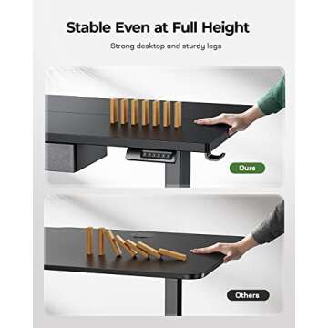 Marsail Electric Height Adjustable Standing Desk with Drawer - 55x24 Inch Ergonomic Workstation for Home Office, Computer and Gaming