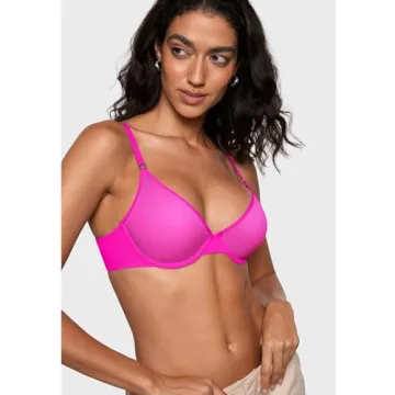 INLYRIC Women's Cosnufy Sheer Balconette Bra - Bright Pink