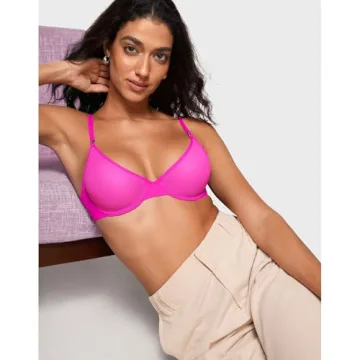 INLYRIC Women's Cosnufy Sheer Balconette Bra - Bright Pink