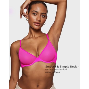 INLYRIC Women's Cosnufy Sheer Balconette Bra - Bright Pink