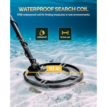 Metal Detector for Adults Professional - IP68 Waterproof Metal Detector, High Accuracy, All Metal, Disc, Notch & Pinpoint Modes, Bigger LCD Display, 10” Waterproof Search Coil, New Advanced DSP Chip