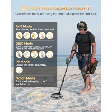 Metal Detector for Adults Professional - IP68 Waterproof Metal Detector, High Accuracy, All Metal, Disc, Notch & Pinpoint Modes, Bigger LCD Display, 10” Waterproof Search Coil, New Advanced DSP Chip