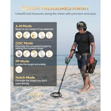 Metal Detector for Adults Professional - IP68 Waterproof Metal Detector, High Accuracy, All Metal, Disc, Notch & Pinpoint Modes, Bigger LCD Display, 10” Waterproof Search Coil, New Advanced DSP Chip