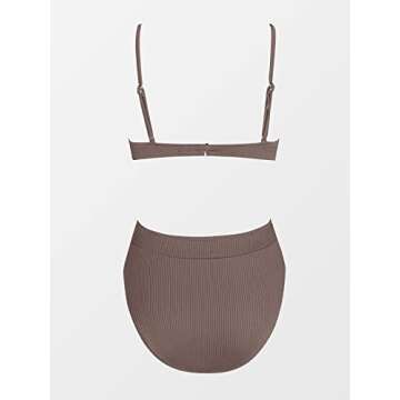 CUPSHE Women’s Stylish High Waisted Bikini Set - Chocolate Brown