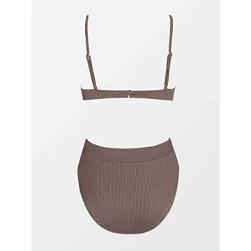 CUPSHE Women’s Stylish High Waisted Bikini Set - Chocolate Brown