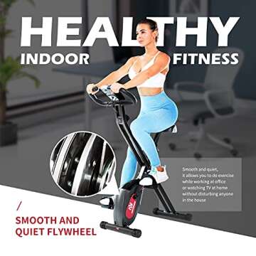 ADVENOR Exercise Bike Magnetic Bike Folding Fitness Bike Cycle Workout Home Gym With LCD Monitor Durable Upright Extra-Large Seat Cushion (standard, black)