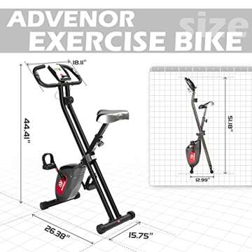 ADVENOR Exercise Bike Magnetic Bike Folding Fitness Bike Cycle Workout Home Gym With LCD Monitor Durable Upright Extra-Large Seat Cushion (standard, black)