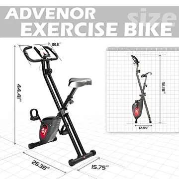 ADVENOR Exercise Bike Magnetic Bike Folding Fitness Bike Cycle Workout Home Gym With LCD Monitor Durable Upright Extra-Large Seat Cushion (standard, black)