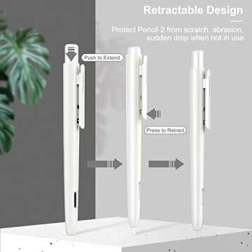 MoKo Holder Sleeve Compatible with Apple Pencil 2nd Generation, Retractable PC Pen Sleeve with Sturdy Clip for iPad Air 5th/4th Gen, iPad Pro 11/Pro 12.9 2021/2020, iPad Mini 6 2021, White