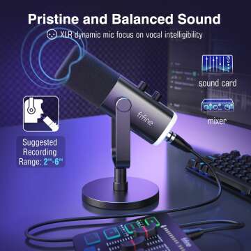 FIFINE Dynamic Podcast Microphone with RGB Features