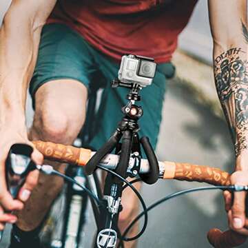 Fotopro Tripod for iPhone Flexible Camera Tripod with Action Camera Holder and Ball Head Phone Mount Bendable Portable Octopus Tripod for Sports Camera Vlog Video Recording