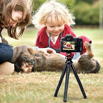 Fotopro Tripod for iPhone Flexible Camera Tripod with Action Camera Holder and Ball Head Phone Mount Bendable Portable Octopus Tripod for Sports Camera Vlog Video Recording