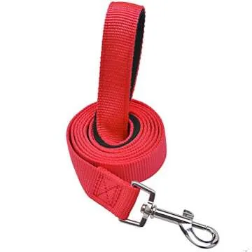 PUPTECK Reflective Dog Leash with Comfortable Padded Handle Durable Nylon Dog Lead for Small Medium and Large Dogs Cats Walking Running Training Outside, Red, M