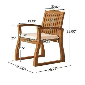 Della Acacia Wood Outdoor Dining Chairs for Comfort
