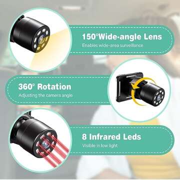 Itomoro Baby Car Camera Back Seat Car Monitor for Baby with 5" Display 1080P HD Resolution, Wide View Car Seat Mirror Night Vision Function, Reusable Sucker Bracket Easily Observe The Baby's Move…