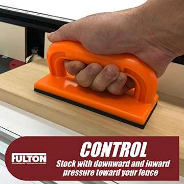 Fulton Safety Push Block 2 Pack, Orange Color for High Visibility Ideal for Use On Router Tables, Jo...