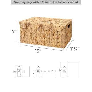 StorageWorks Scalloped Basket, Wicker Storage Basket with Lid for Room Décor, Scalloped Tray, Wicker Tray with Handles
