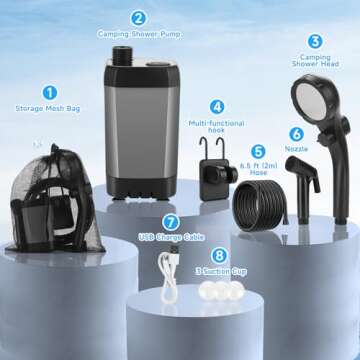 Vignuto Portable Shower - Rechargeable, LED Display