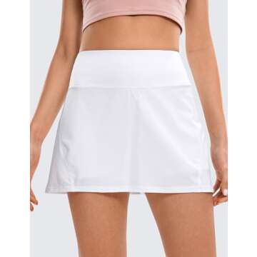 CRZ YOGA Women's Pleated Tennis Skirt - High Waisted Athletic Skorts with Pockets