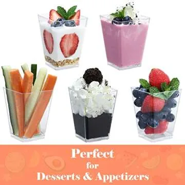 SHOPDAY 5 oz Plastic Dessert Cups Set with Spoons - 50 Pack
