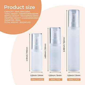 LONGWAY 1oz 30ml Airless Cosmetic Cream Pump Bottle Travel Size Dispenser Refillable Containers/Foun...