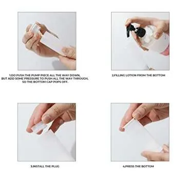 LONGWAY 1oz 30ml Airless Cosmetic Cream Pump Bottle Travel Size Dispenser Refillable Containers/Foundation Travel Pump Bottle for Shampoo（Pack of 6, Frosted Translucent）