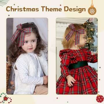 NCMAMA 2PCS Christmas Hair Bow Clips Long Ribbon Hair Bows for Girls Red and Green Hair Clips Xmas Hair Accessories for Infant Toddlers Kids Teens