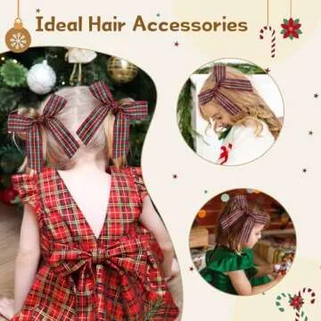 NCMAMA 2PCS Christmas Hair Bow Clips Long Ribbon Hair Bows for Girls Red and Green Hair Clips Xmas Hair Accessories for Infant Toddlers Kids Teens