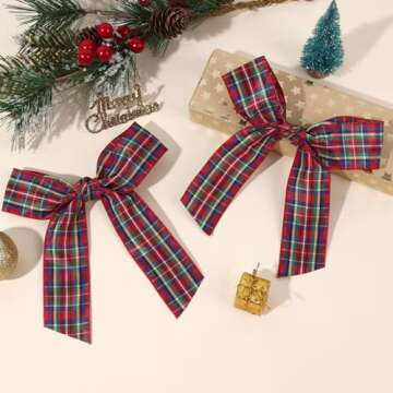 NCMAMA 2PCS Christmas Hair Bow Clips Long Ribbon Hair Bows for Girls Red and Green Hair Clips Xmas Hair Accessories for Infant Toddlers Kids Teens