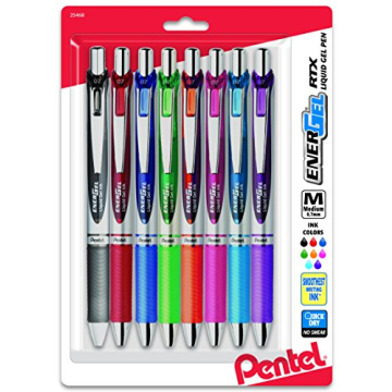 Pentel EnerGel RTX Pens, 0.7 mm Medium Point, 8 Assorted Colors for Smooth Writing