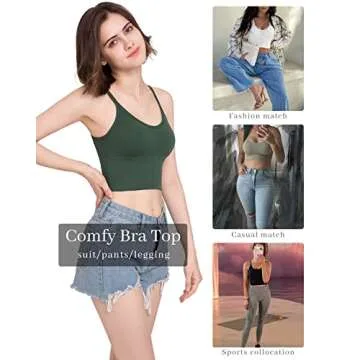 Eleplus 4 Pieces Comfy Sleep Bra for Women Cami Lounge Bra Wirefree Padded Bralettes Longline Pack of 4(mix2,S-M)