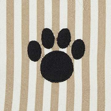 Bone Dry Pet Grooming Towel Collection Absorbent Microfiber X-Large, 41x23.5", Striped Taupe