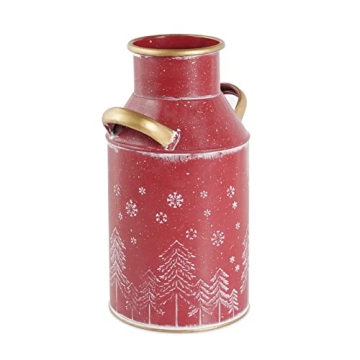 Putuo Decor Metal Flower Vase, 10" H Rustic Shabby Chic Galvanized Milk Can, Vintage Farmhouse Chris...